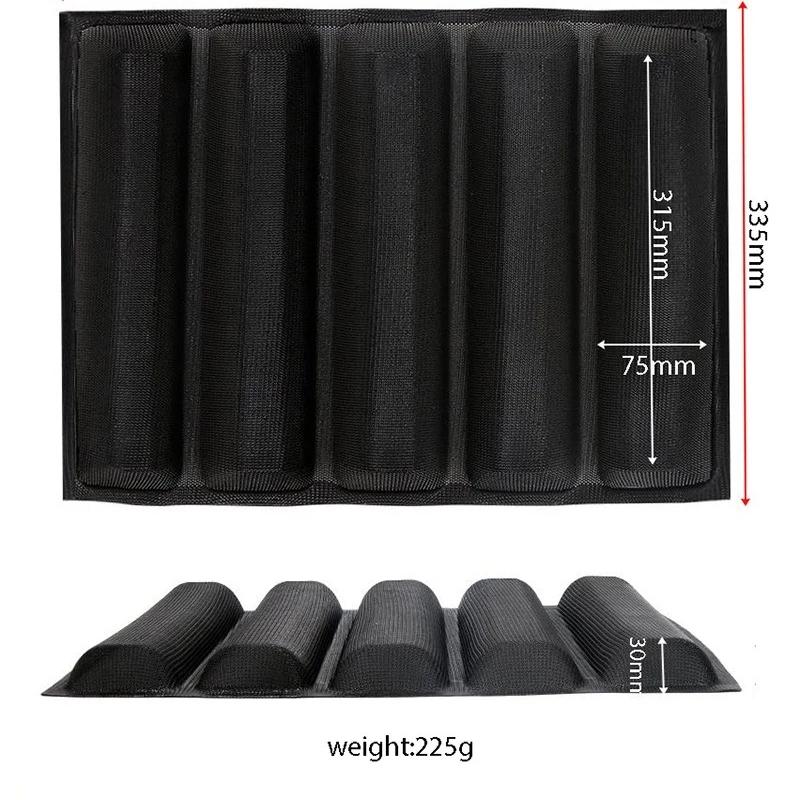 Silikonová forma na francouzský chléb Nepřilnavý pekáč 5 forem na bagety Vložky Pekařské náčiní Formy na housky Perforovaná podložka na pečení