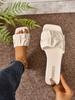 Women's Plus Size 2025 Summer Casual One-Strap Pleated Flat Slippers - Fashionable & Comfortable