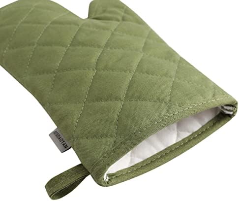 High Temperature Resistant 500 Degree Thickened and Lengthened Kitchen Cotton Cooking Gloves and Pot Holders 4 Piece Set 12 Inches Green