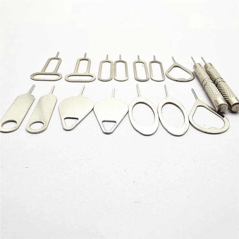 16Pcs/Set Broche d'éjection de carte SIM Aiguille Universelle pour téléphone portable Extracteur en Acier Porte-clés pour iPhone Samsung