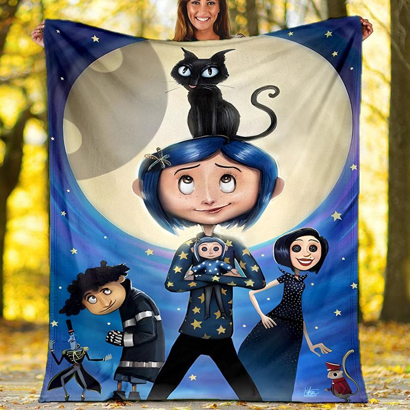 Coraline printed throw blanket—soft,warm;versatile blanket for all seasons—perfect as &air-conditioning throw,nap blanket