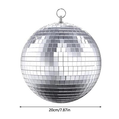 Decoración de Bolas de Espejo Reflectante Disco 20cm Bola de Disco Plateada Colgante para Fiesta de Halloween Boda DIY Prom de Música Accesorios