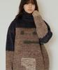 GROUNDWORK Square Man Turtleneck Knit Sweater / Navy Brown Mix