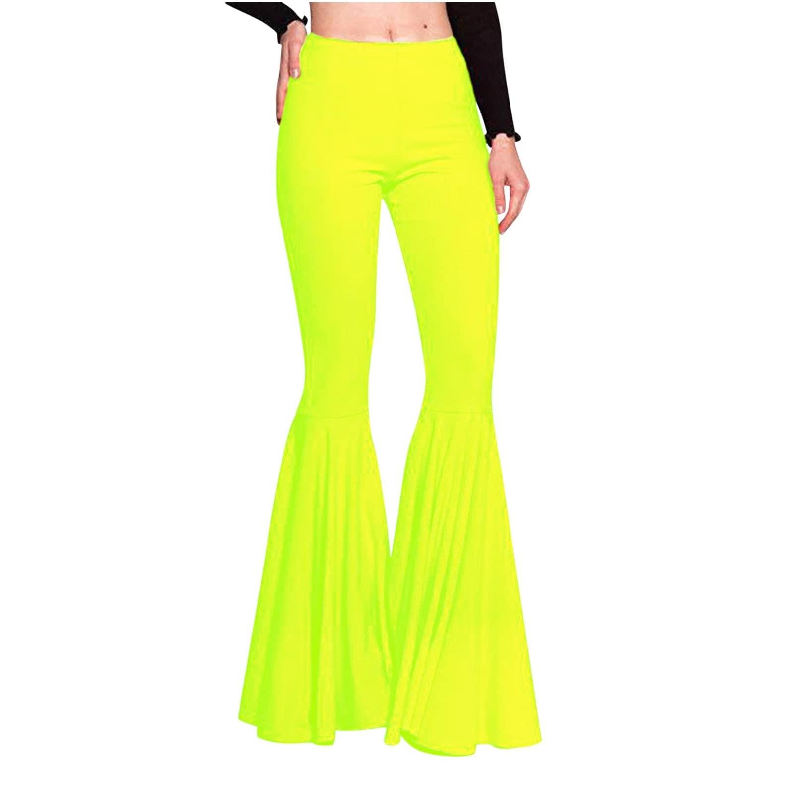 

(Куниде) Женские однотонные брюки с эластичной резинкой на талии, спортивные расклешенные повседневные брюки для бега S зелёный