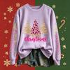 Women's Fashion Long Sleeve Crewneck Pullover Sweatshirt with Christmas Print Top