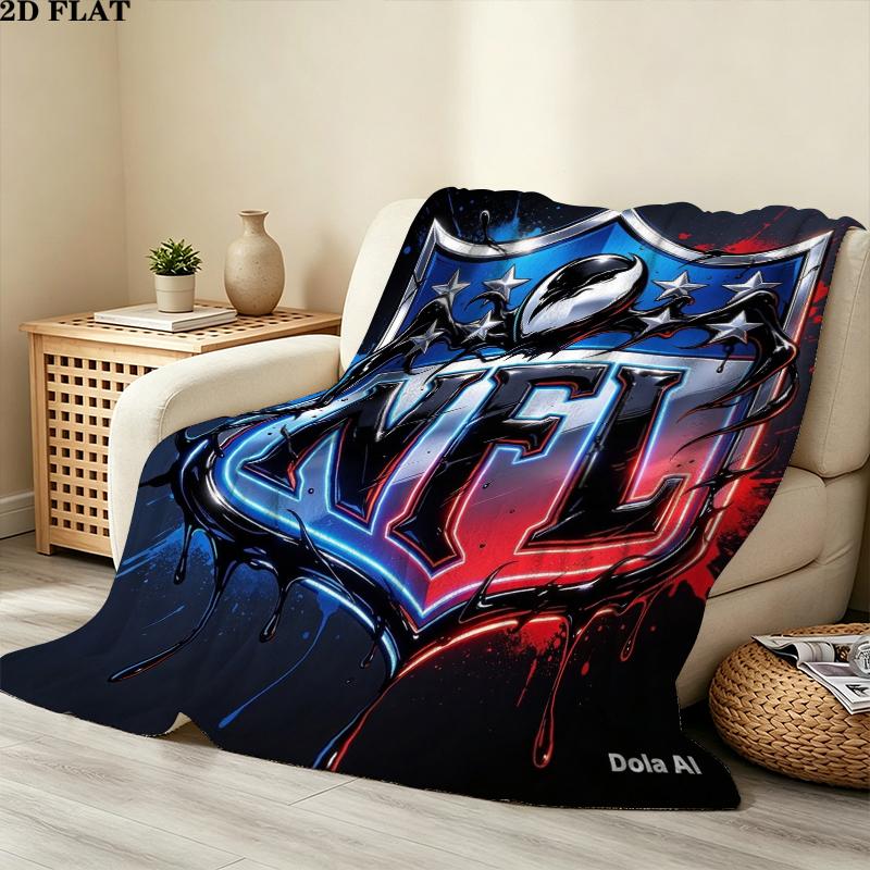 National Football League Print Flannel Blanket, High Quality Comfortable for All Seasons, Home Decor, Warmth and Comfort, Perfect for Christmas Gifts