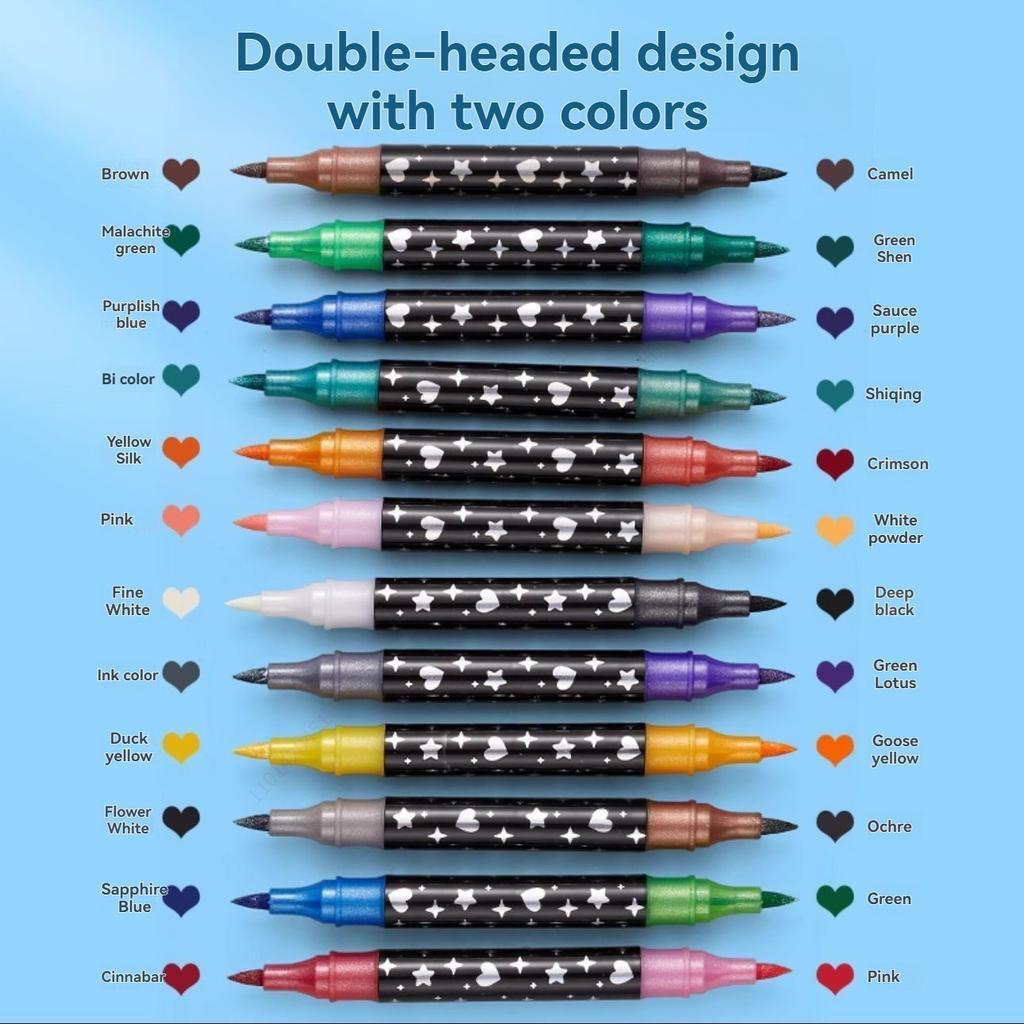 24/48/72/96 Colors Dual Brush Tip Glitter Art Markers Metallic Paint Marker Pens DIY Crafts Birthday Cards, Making Poster, Album