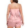 Women Satin Sleepwear Set Cowl Neck Camisole And Shorts Two Piece Lingerie Soft Lightweight Relaxed Fit Nightwear