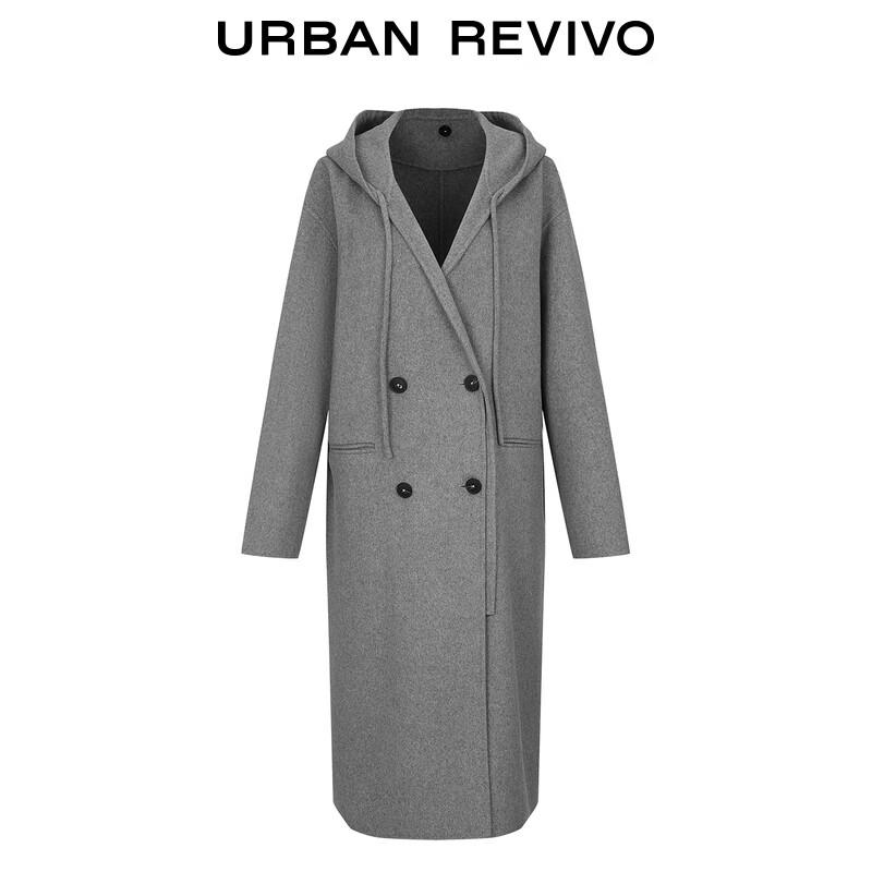 UR Women's Hooded Double-Breasted Wool Coat