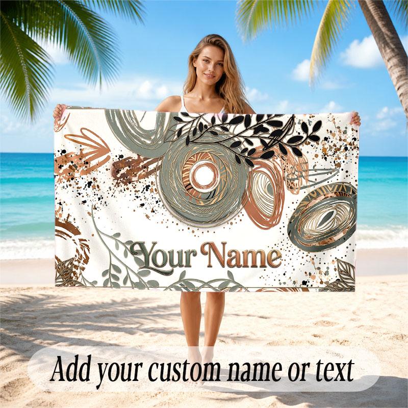 Mountain Landscape Theme Soft Beach Towel Personalized Custom Name Text Towel Portable for Beach Pool Travel