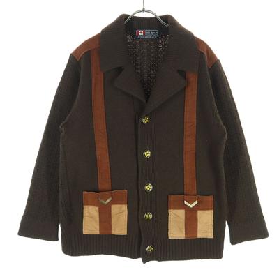 TOKYO CROSS Two-tone Color Long Sleeve Knit Cardigan L Brown Men's Used
