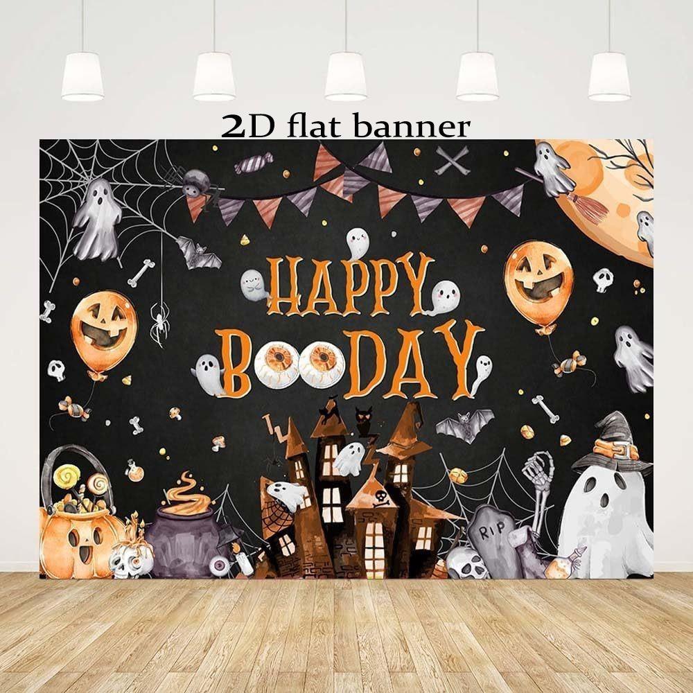 1pc 2D flat banner - Halloween birthday banner - Decor for a joyful Boo-day partyzyc