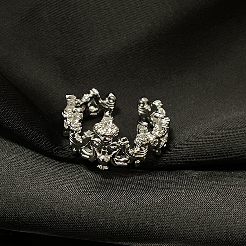 Caibao Medieval Ring Women'S Niche High-End Light Luxury Retro Open Ring Set Jewelry