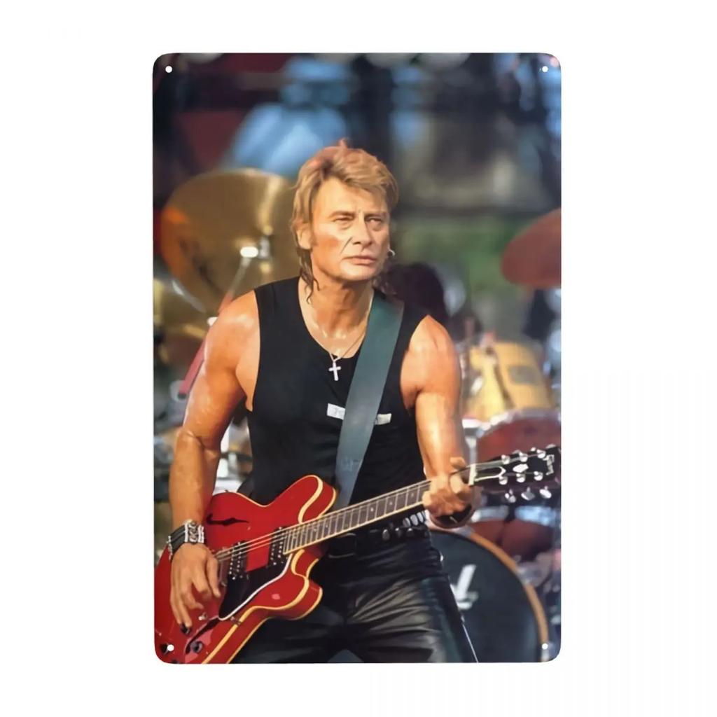 Segni Metallica Vintage Johnny Hallyday Personalizzati Cantante Rock Francese Placca di Latta Cancello Giardino Bar Decorazione Murale 30x20cm