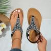 Fashion Lucyever Summer Clip Toe Bohemia Sandals Women 2024 Fashion Shiny Crystal Flat Sandalias Woman Non Slip Sole Beach Sandles Mujer