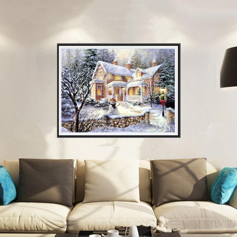Hot new 5D snow snow cottage cross stitch cross stitch diamond embroidery living room bedroom painting