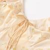 Pure Desire French Retro Yellow Printed Dress Women's Summer New Holiday Style Temperament Elegant Waist Dress