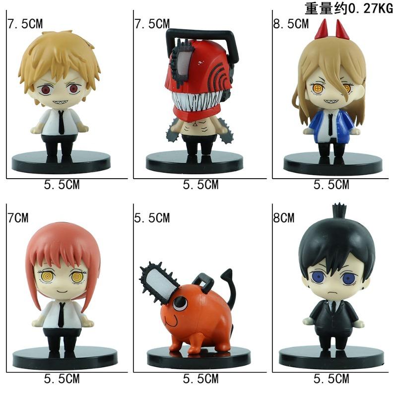 6Pcs Q Version Of The Chainsaw Man Figure Anime Chainsaw Man Denji Bochita Toy Ornaments Doll Room Ornaments Boy Birthday Gift