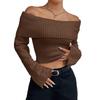 Women's Off-Shoulder Cropped Long-Sleeve Pullover Top