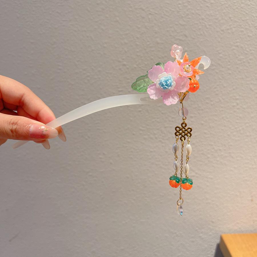 Chinese Style Hanfu Hairpin Set for Girls - Includes Hair Clips, Swaying Tassels, and Butterfly Accessories