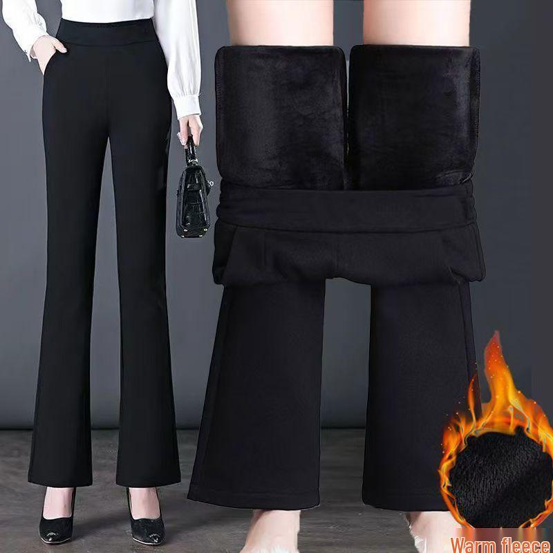 Petite Women's High-Waisted Fleece-Lined Flared Winter Pants