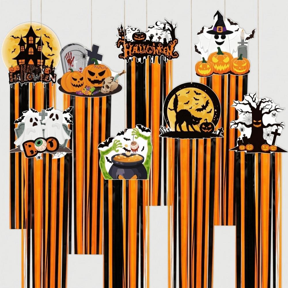 8Pcs Creative Halloween Doorplate Scary Handcrafted Halloween Hanging Sign Reusable Durable Halloween Pumpkin Hanging Decor