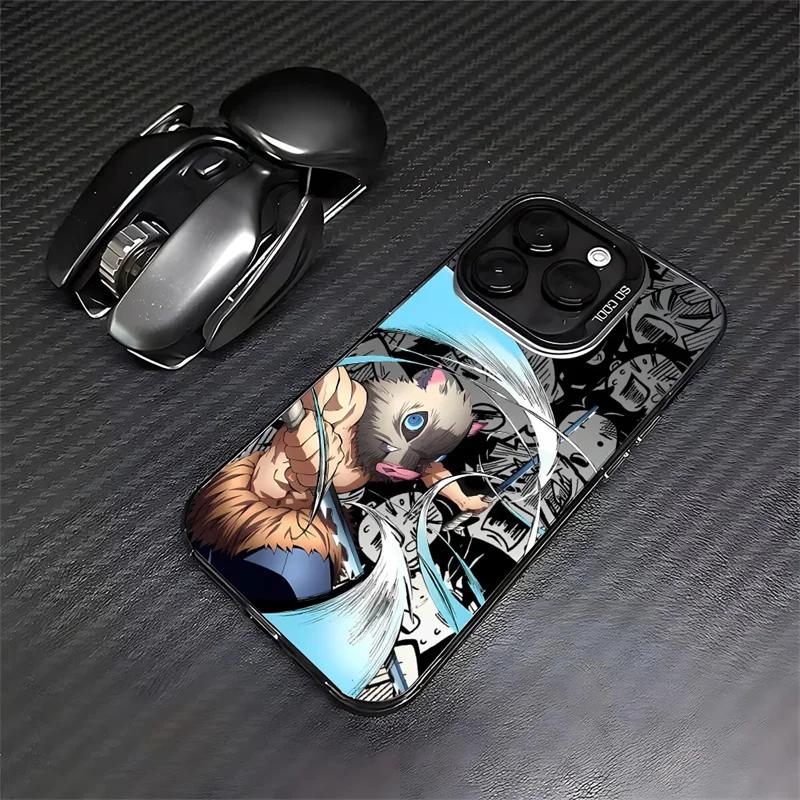 Demon Slayer Cartoon Anime Frosted Case for iPhone 17 Air 16 E 15 14 Plus 13 12 Mini 11 Pro Max Acrylic Sheet Silicone Cover