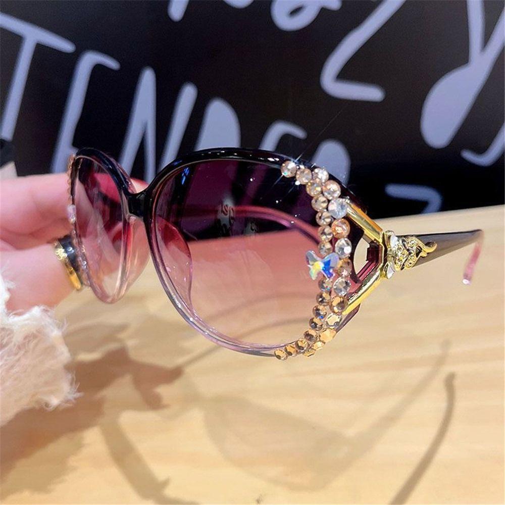 Fashion Shiny Rhinestone Sunglasses Oversized Uv Protection Sun Protection Sun Glasses Gradient Lens Shades For Women