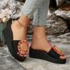 Fashion Sunflower Wedges Sandals for Women Plus Size Thick Sole Non Slip Slippers Woman Summer Light Comfort Chunky Platform Slippers