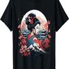 Geisha With Mount Fuji And Pagoda Cherry Blossom T-Shirt(79)