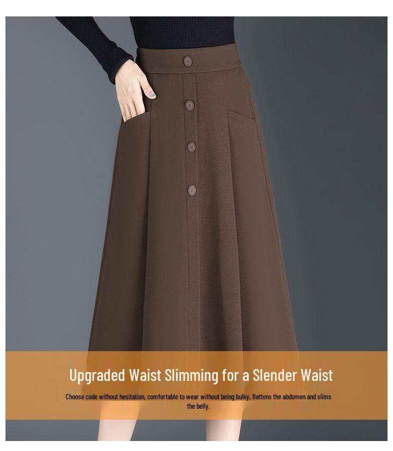 Woll-Midirock in A-Linie mit Falten für Damen - Kollektion Frühling, Herbst, Winter 2025