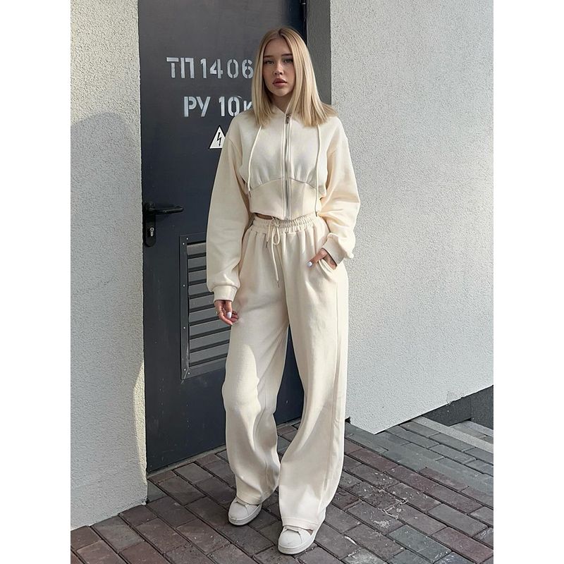 Zipper Hooded Sweatshirt and Pants Set Zipper Hooded Sweatshirt Pants Suit