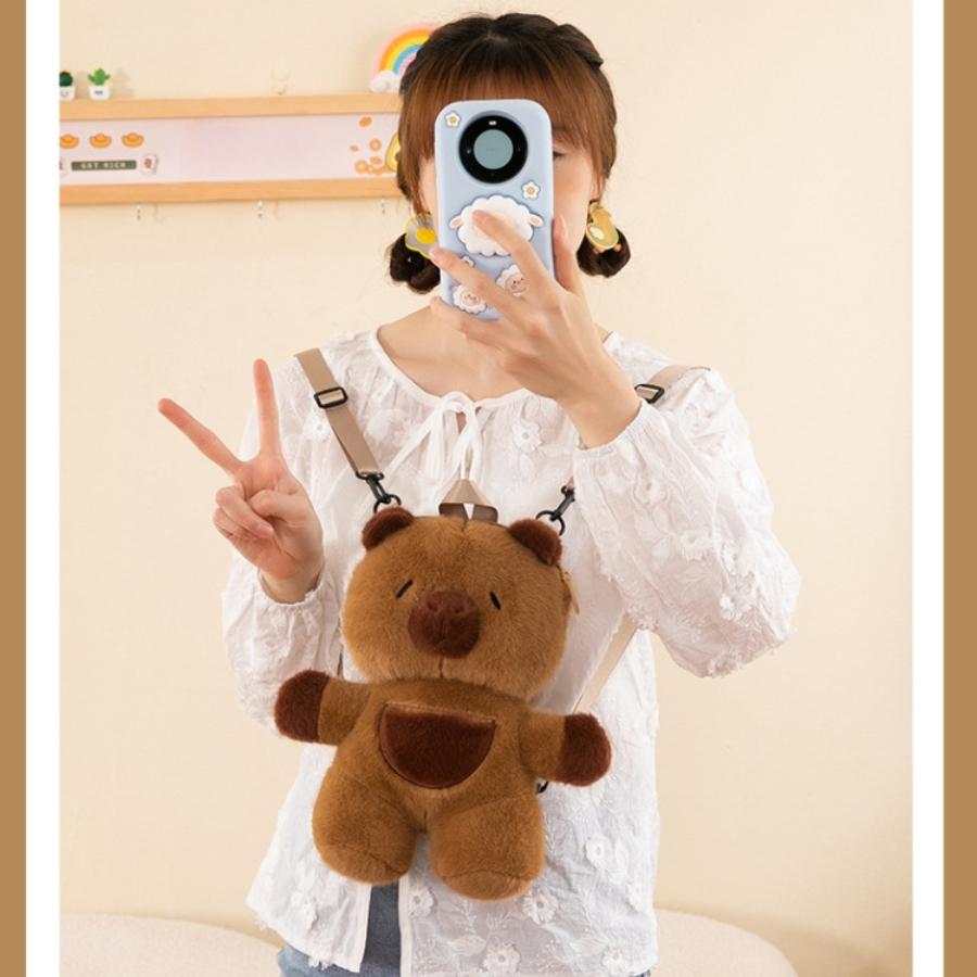 Kids Capybara Doll Plush Backpack Kawaii Animal Plushie Toy Fur Bag Children's Schoolbag Mini Knapsack Bags Gifts for Girlfriend