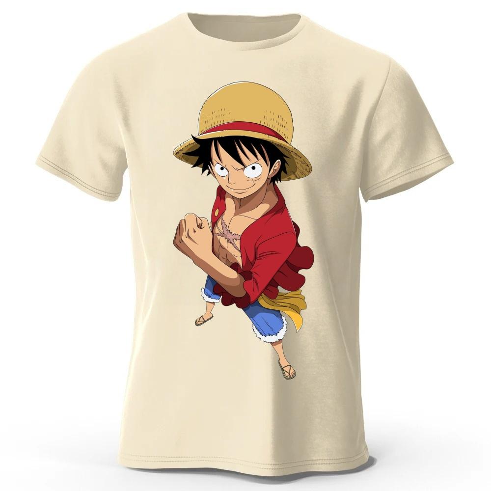 2026 One Piece Luffy New Pure Cotton Short Sleeved Mens and Womens Fashionable Street Wear Plus Size Loose Sports Tshirt Top