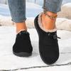 Women Autumn Winter Casual Shoes with Wide Toe Box, Fleece Lined Low Top Round Toe Comfort Walking Boots for Daily Wear