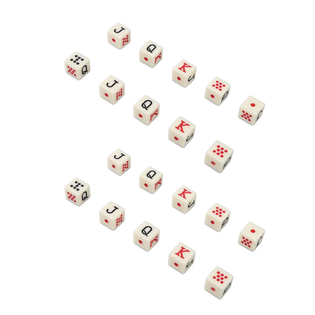 20Pcs Spanish Poker Dice 6 Sided Square JQK Dice Plastic Table Game Dice Set Yellow