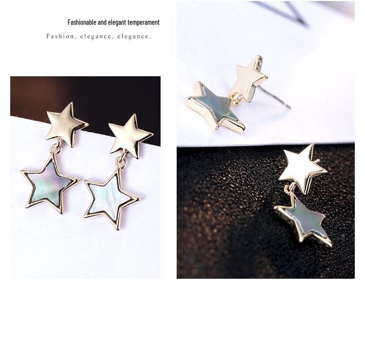 Elegant Retro Five-Point Star Earrings for Women - Korean Style Fashionable Jewelry