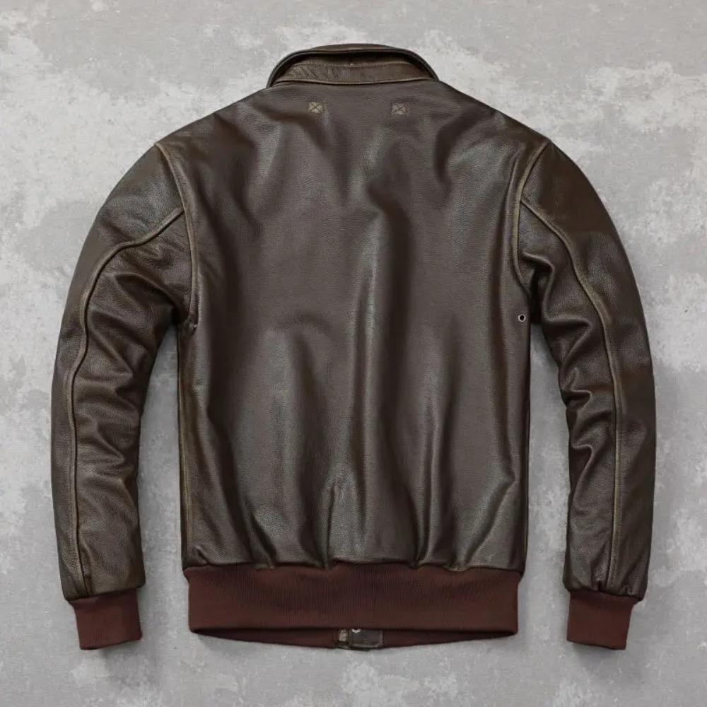 Chinesische Größe Klassische Air Force A2 Fliegerjacke Eingefasste Armeegrün Echtes Rindsleder Jacke Herren Pilotenmantel Herbst Jaquetas Masculina De Couro