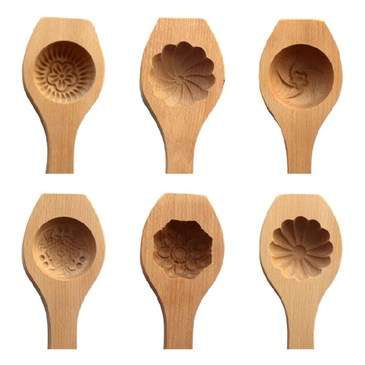 3D Flower Pattern Wooden Baking Mold Press Mooncake Mold Mid-autumn Festival
