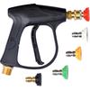 Short Pressure Washer Gun with 5 Nozzle Tips,High Pressure Water Gun with M22-14 Male Plug and 1/4¡± Quick Connector - Foam Gun Kit Compatible with