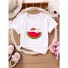 Summer T-Shirt for Girls Featuring a Cute Round Neck Design with a Sweet Watermelon Print Perfect