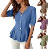 Women's Elegant Casual V-Neck Ruffled Short-Sleeve Top