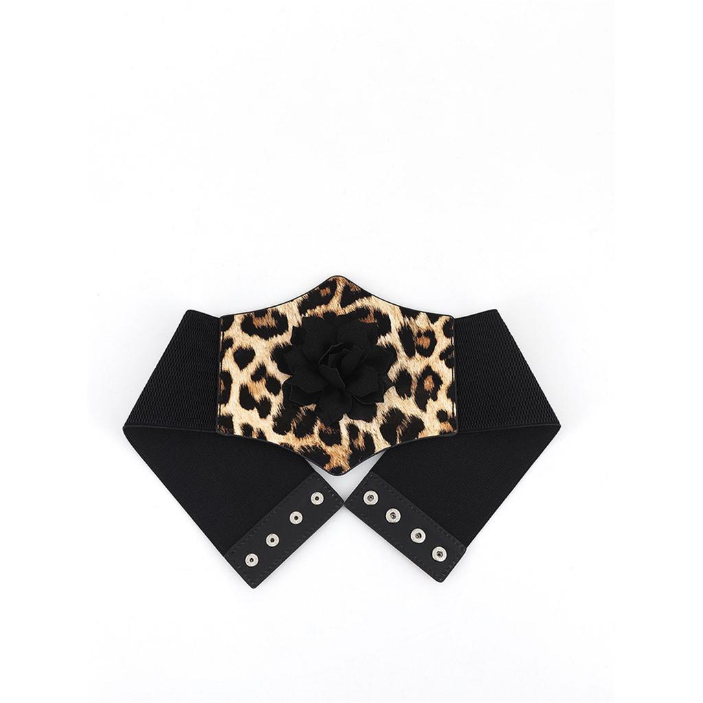 Ladies Slimming Corset Elastic Wide Waist Belt with 3D Flower Universal Women Banquet Dress Shirt Snap Buckle Corset