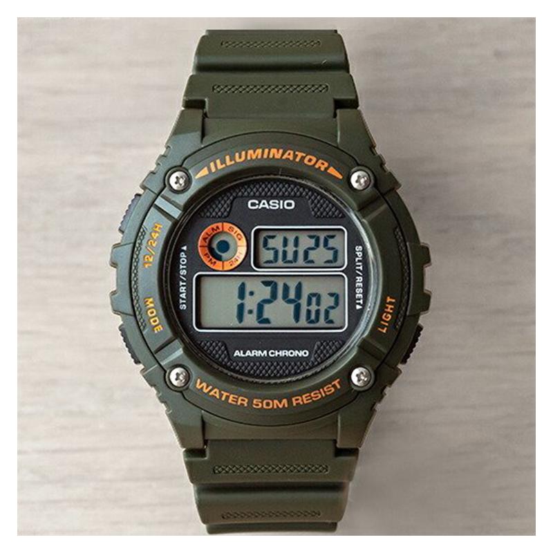 Casio YOUTH Series-Disc Digital Display Sports Fashion Multifunctional 50 Meter Waterproof LED Backlight Watch Quartz Movement Resin W-216H-3BVDF
