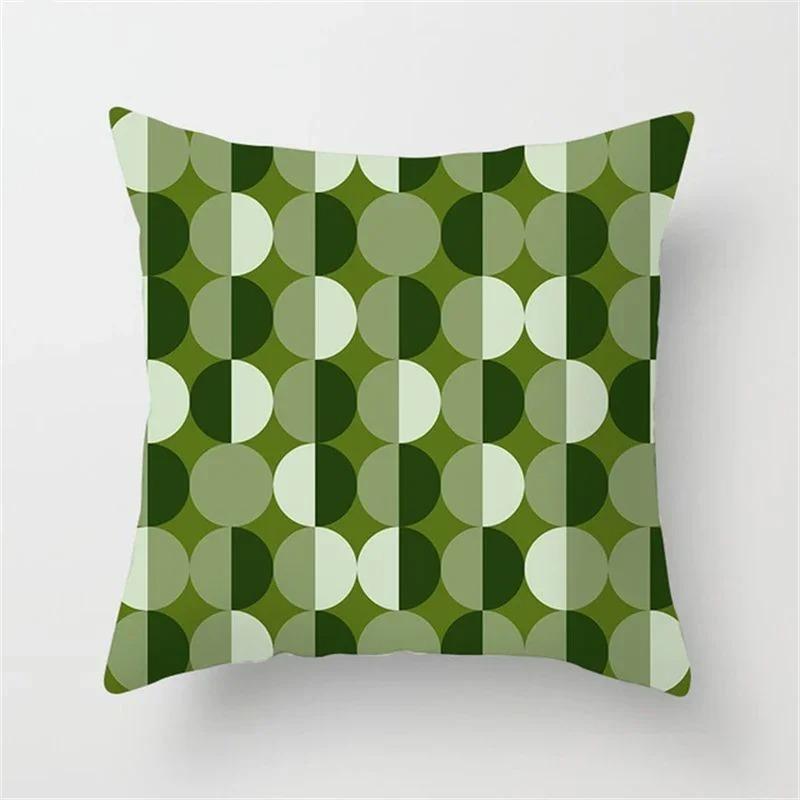Green Pillowcase Printed Cushion Cover Abstract Geometric Sofa Decoration