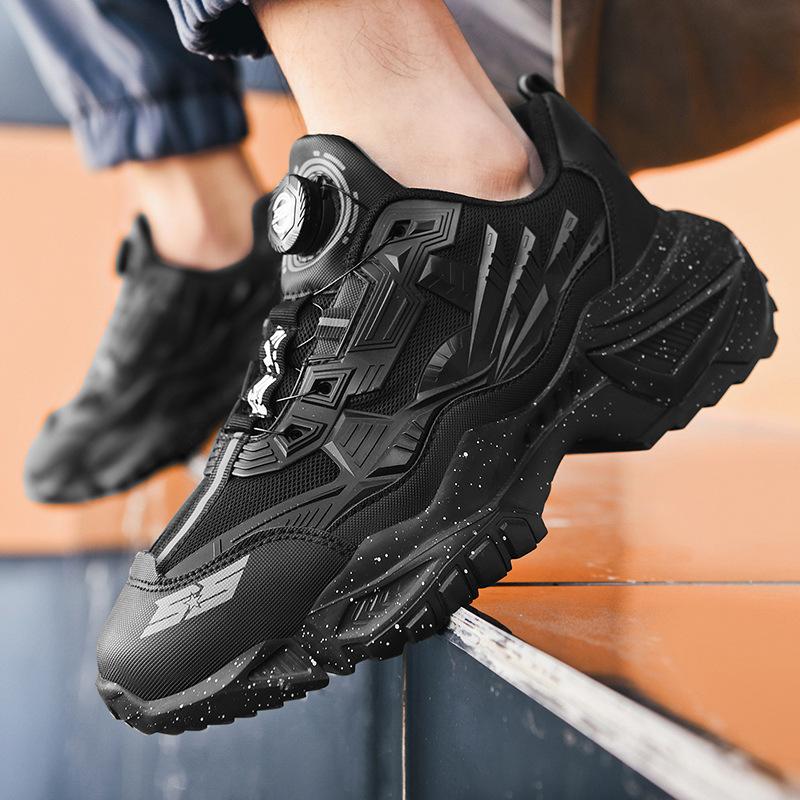 Tide shoes 2025 autumn men's platform dad shoes men's outdoor leisure sports automatic rotating buckle mecha shoes men's shoes