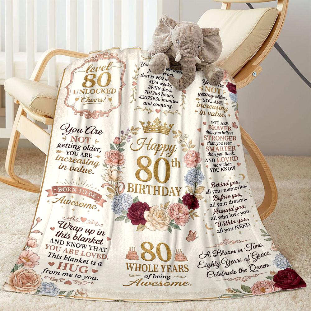 Celebrating 80 Years Of Excellence Flannel Blanket-Soft and Suitable for Sofas,Beds,Offices,Travel,All Seasons,Great Gift for Holidays and Birthdays.