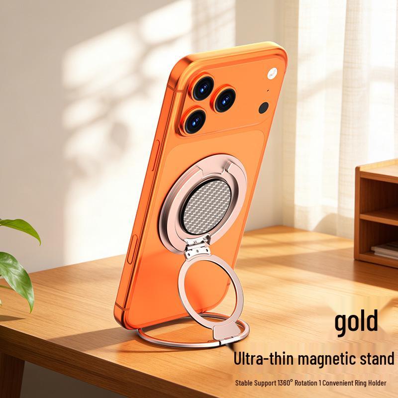 Multi-functional Magnetic Phone Ring Stand: Foldable Metal Holder & Desktop Support