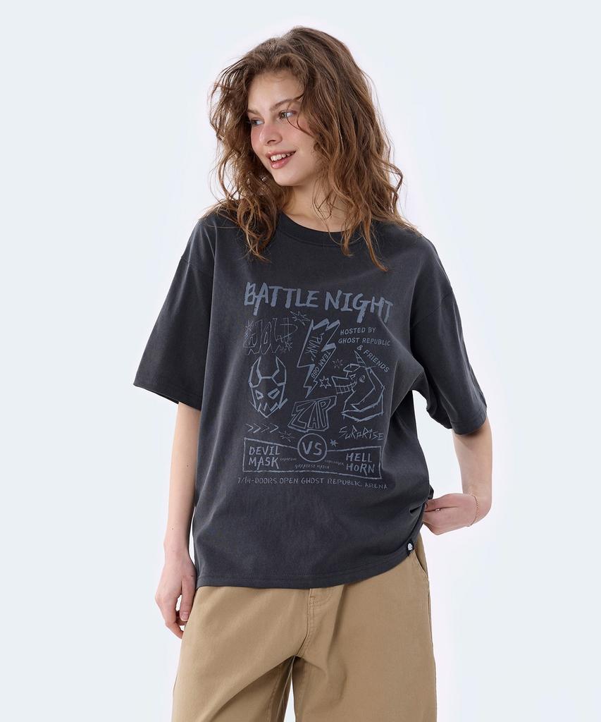 GHOST REPUBLIC Battle Knight Graphic Pigment Short Sleeve T-Shirt 2 Colors Gt-388