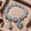Super Fairy Forest Gradient Glass Bracelet - Chic Chinese Style Gift for Women and Best Friends, Lightweight Luxury Accessory